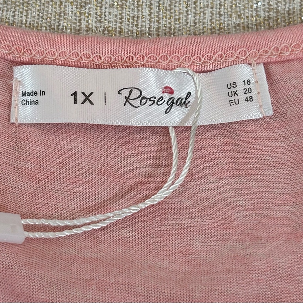 NWOT Rosegal Pink Floral Embroidery Tank Top 1X - size 16 Sleeveless Faux Wrap - Picture 6 of 9